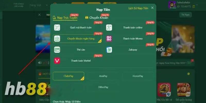 Chú ý cần bỏ túi khi nạp tiền HB88